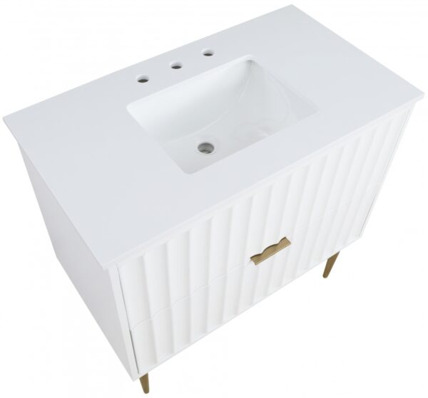 Modernist 36" Engineered Stone Top And Solid Wood Base Bathroom Vanity
