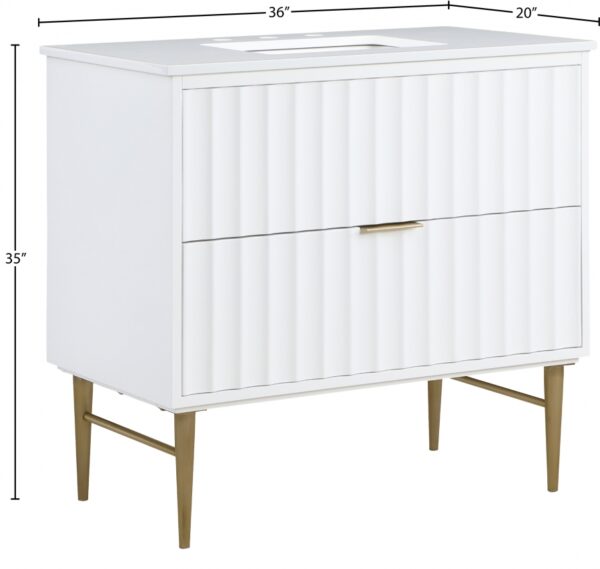 Modernist 36" Engineered Stone Top And Solid Wood Base Bathroom Vanity