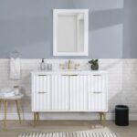 Modernist 48" Engineered Stone Top And Solid Wood Base Bathroom Vanity