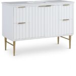 Modernist 48" Engineered Stone Top And Solid Wood Base Bathroom Vanity