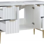 Modernist 48" Engineered Stone Top And Solid Wood Base Bathroom Vanity