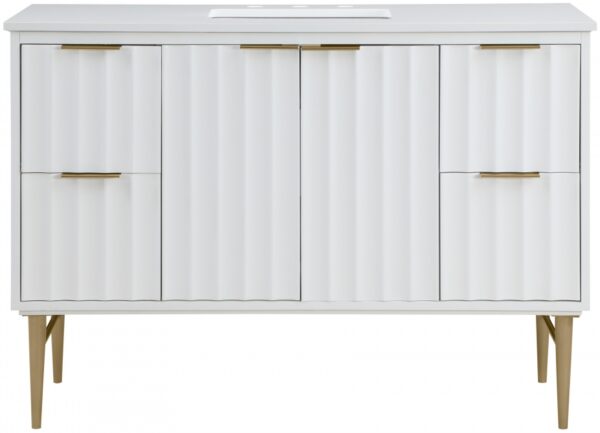 Modernist 48" Engineered Stone Top And Solid Wood Base Bathroom Vanity