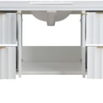 Modernist 48" Engineered Stone Top And Solid Wood Base Bathroom Vanity