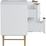Modernist 48" Engineered Stone Top And Solid Wood Base Bathroom Vanity