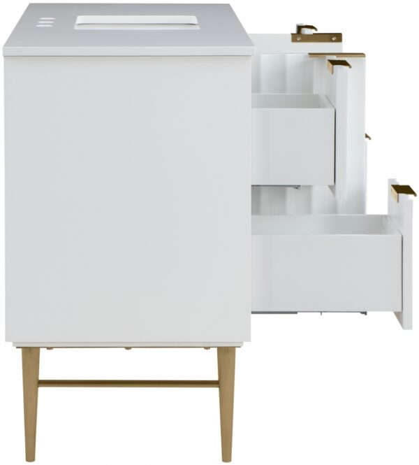 Modernist 48" Engineered Stone Top And Solid Wood Base Bathroom Vanity