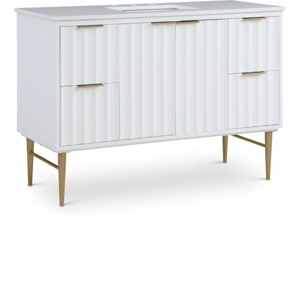 Modernist 48" Engineered Stone Top And Solid Wood Base Bathroom Vanity