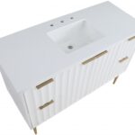 Modernist 48" Engineered Stone Top And Solid Wood Base Bathroom Vanity