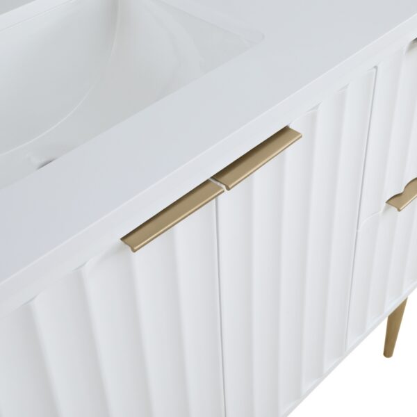Modernist 48" Engineered Stone Top And Solid Wood Base Bathroom Vanity