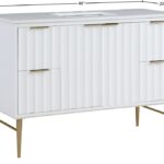 Modernist 48" Engineered Stone Top And Solid Wood Base Bathroom Vanity