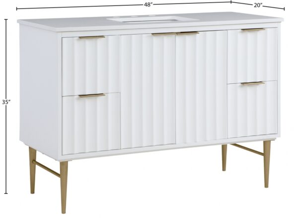Modernist 48" Engineered Stone Top And Solid Wood Base Bathroom Vanity