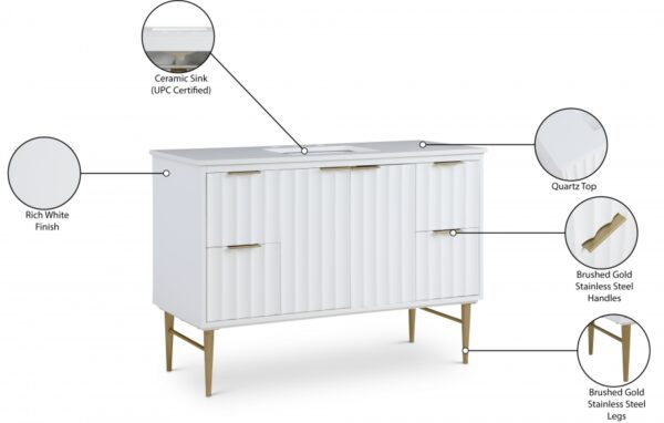 Modernist 48" Engineered Stone Top And Solid Wood Base Bathroom Vanity