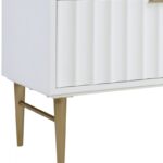 Modernist 60" Engineered Stone Top And Solid Wood Base Bathroom Vanity