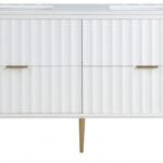 Modernist 60" Engineered Stone Top And Solid Wood Base Bathroom Vanity