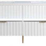 Modernist 60" Engineered Stone Top And Solid Wood Base Bathroom Vanity