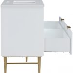 Modernist 60" Engineered Stone Top And Solid Wood Base Bathroom Vanity
