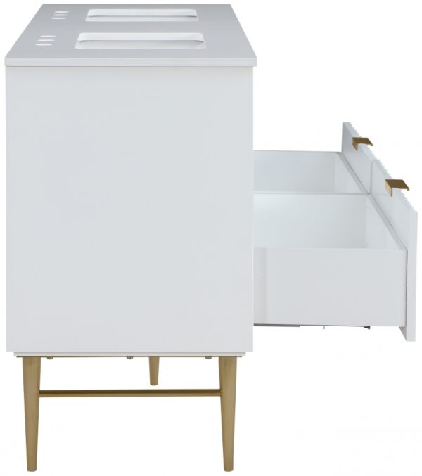 Modernist 60" Engineered Stone Top And Solid Wood Base Bathroom Vanity