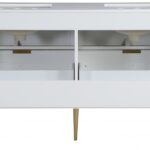 Modernist 60" Engineered Stone Top And Solid Wood Base Bathroom Vanity