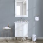 Modernist 24" Engineered Stone Top And Solid Wood Base Bathroom Vanity
