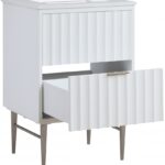 Modernist 24" Engineered Stone Top And Solid Wood Base Bathroom Vanity