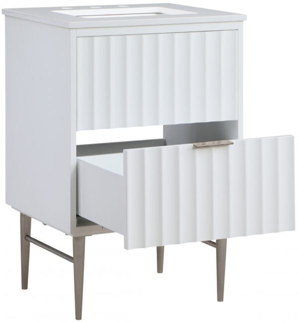 Modernist 24" Engineered Stone Top And Solid Wood Base Bathroom Vanity