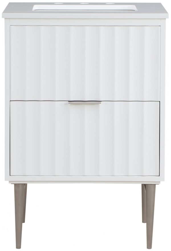 Modernist 24" Engineered Stone Top And Solid Wood Base Bathroom Vanity
