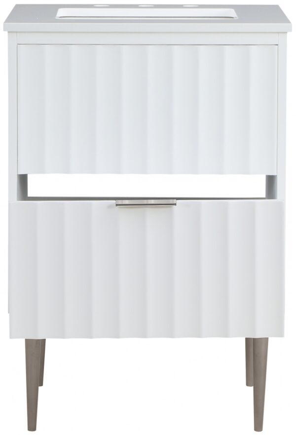 Modernist 24" Engineered Stone Top And Solid Wood Base Bathroom Vanity