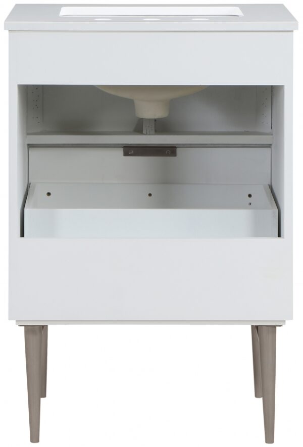 Modernist 24" Engineered Stone Top And Solid Wood Base Bathroom Vanity
