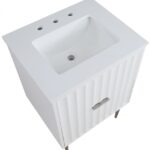 Modernist 24" Engineered Stone Top And Solid Wood Base Bathroom Vanity