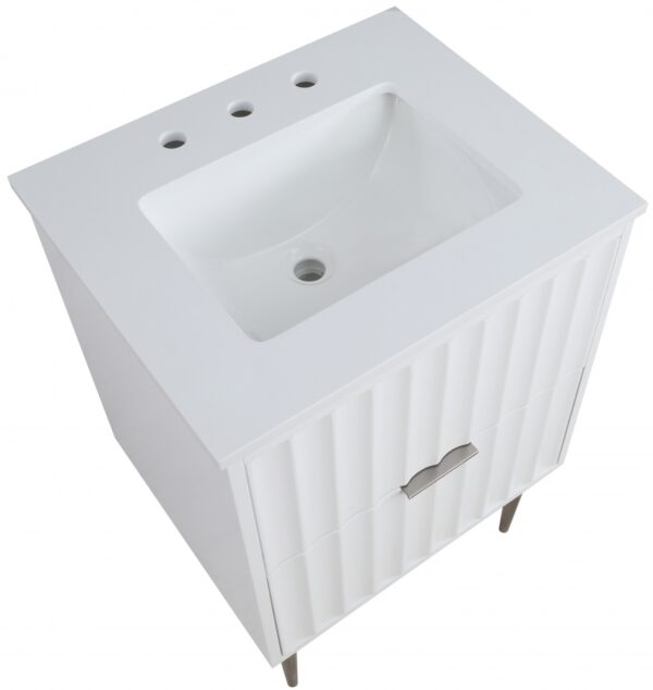 Modernist 24" Engineered Stone Top And Solid Wood Base Bathroom Vanity
