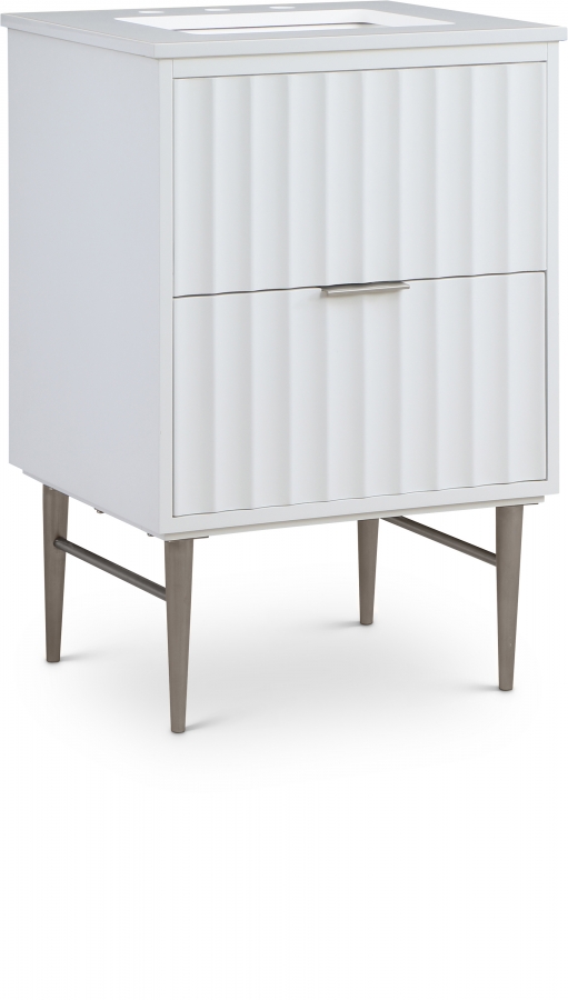 Modernist 24" Engineered Stone Top And Solid Wood Base Bathroom Vanity