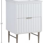 Modernist 24" Engineered Stone Top And Solid Wood Base Bathroom Vanity