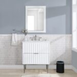 Modernist 30" Engineered Stone Top And Solid Wood Base Bathroom Vanity