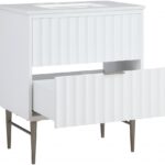 Modernist 30" Engineered Stone Top And Solid Wood Base Bathroom Vanity