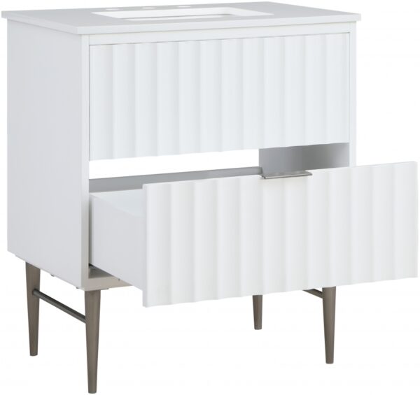 Modernist 30" Engineered Stone Top And Solid Wood Base Bathroom Vanity