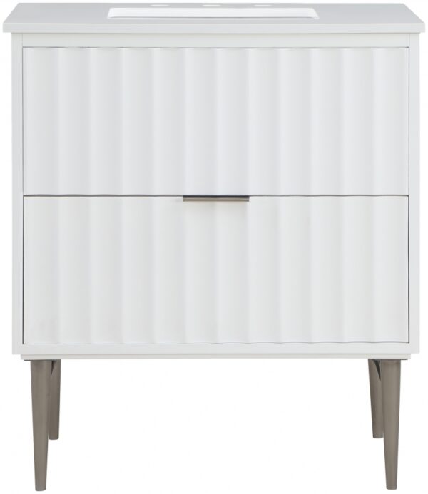 Modernist 30" Engineered Stone Top And Solid Wood Base Bathroom Vanity