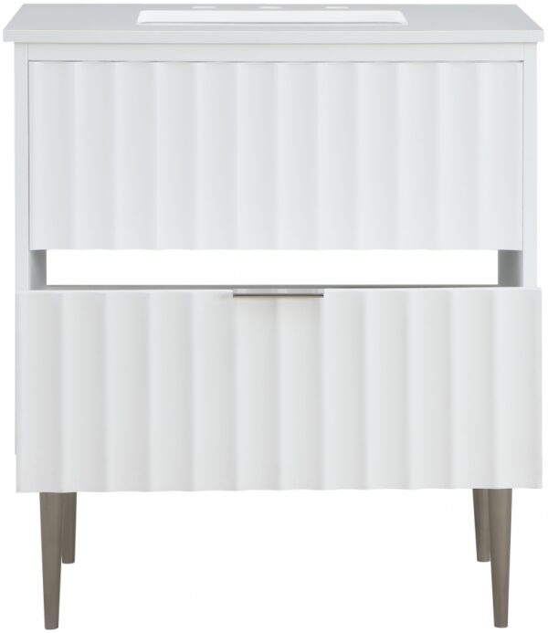 Modernist 30" Engineered Stone Top And Solid Wood Base Bathroom Vanity