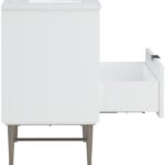 Modernist 30" Engineered Stone Top And Solid Wood Base Bathroom Vanity