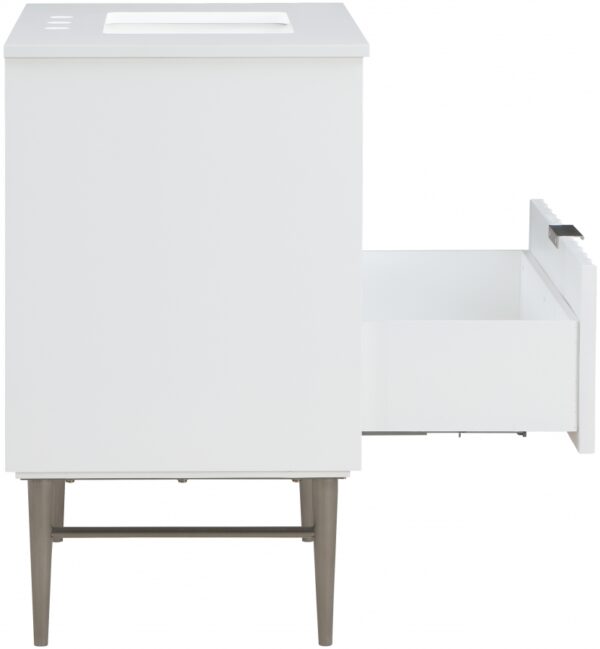 Modernist 30" Engineered Stone Top And Solid Wood Base Bathroom Vanity