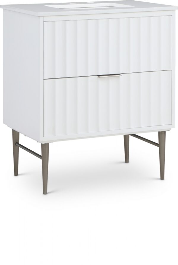 Modernist 30" Engineered Stone Top And Solid Wood Base Bathroom Vanity