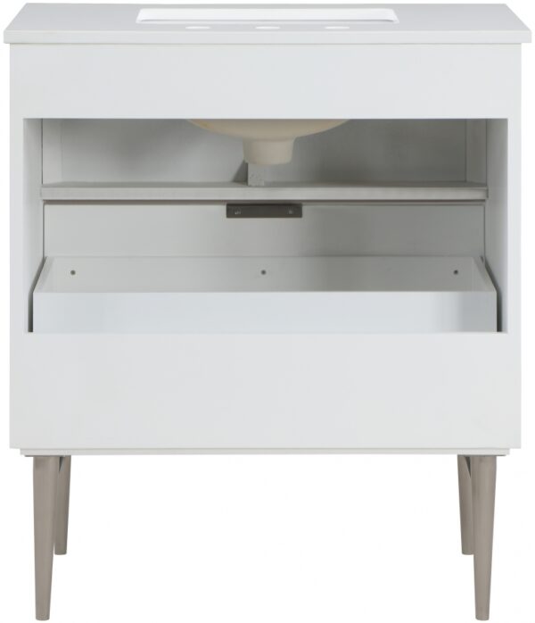Modernist 30" Engineered Stone Top And Solid Wood Base Bathroom Vanity