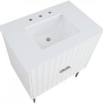 Modernist 30" Engineered Stone Top And Solid Wood Base Bathroom Vanity