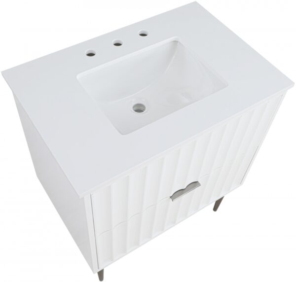 Modernist 30" Engineered Stone Top And Solid Wood Base Bathroom Vanity