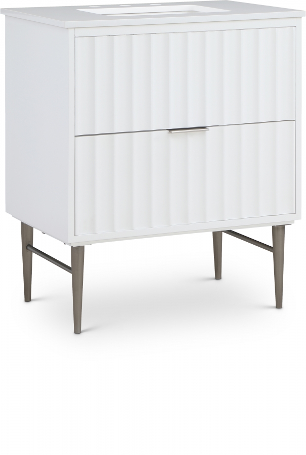 Modernist 30" Engineered Stone Top And Solid Wood Base Bathroom Vanity