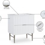 Modernist 30" Engineered Stone Top And Solid Wood Base Bathroom Vanity