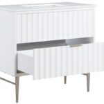 Modernist 36" Engineered Stone Top And Solid Wood Base Bathroom Vanity
