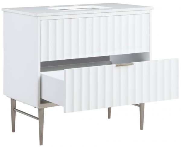 Modernist 36" Engineered Stone Top And Solid Wood Base Bathroom Vanity