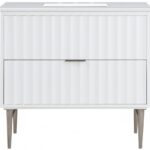 Modernist 36" Engineered Stone Top And Solid Wood Base Bathroom Vanity