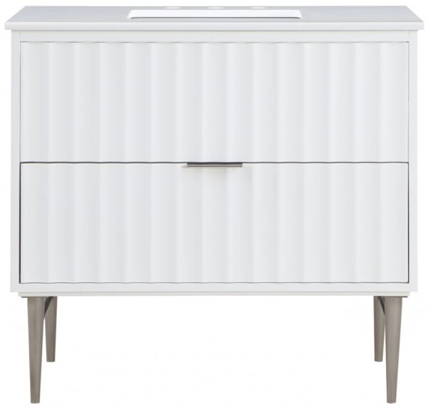 Modernist 36" Engineered Stone Top And Solid Wood Base Bathroom Vanity
