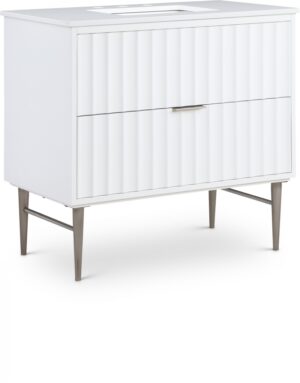 Modernist 36" Engineered Stone Top And Solid Wood Base Bathroom Vanity
