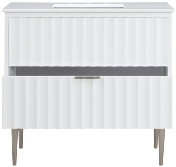 Modernist 36" Engineered Stone Top And Solid Wood Base Bathroom Vanity